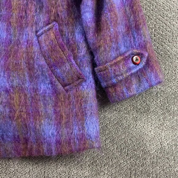 Vintage Donegal Design Ireland Mohair Blend Coat Jacket Women's Size 12 Purple - Picture 4 of 13